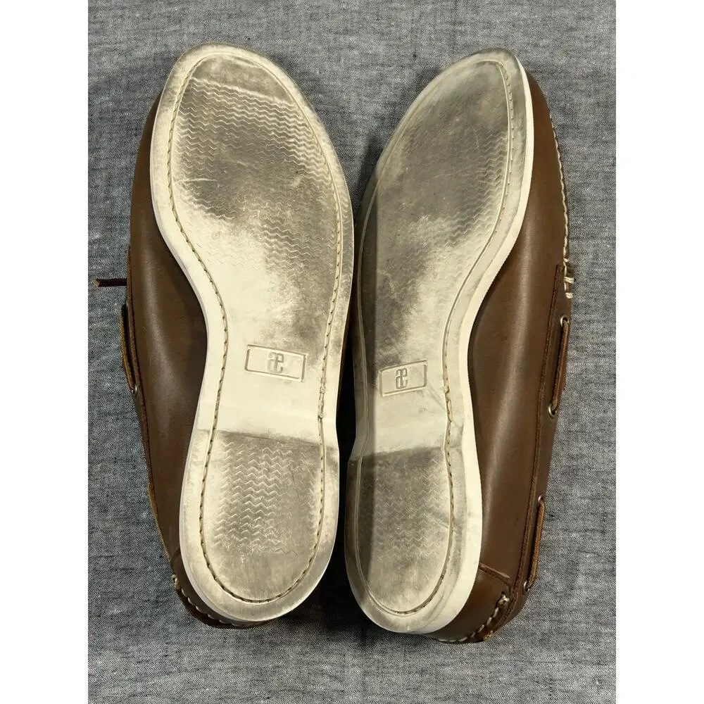 Allen Edmonds Maritime Boat Shoe Mens 13 Brown Leather Nautical Rugged Moc-Toe